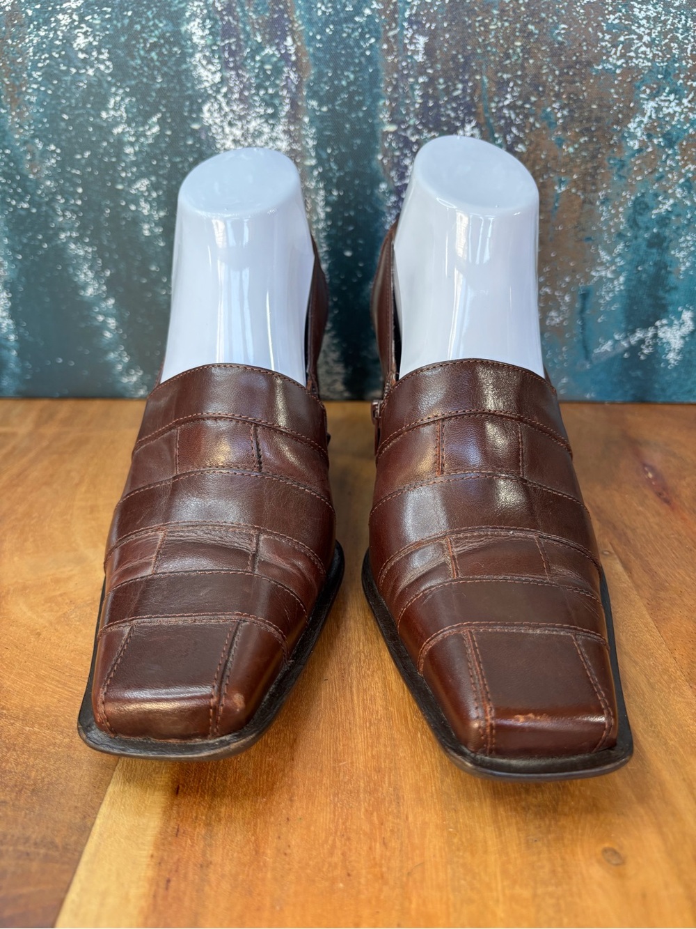 Diba Justice Vintage 1990s Dark Academia Square Toe Leather Heels 8.5 VGVC - Picture 5 of 11